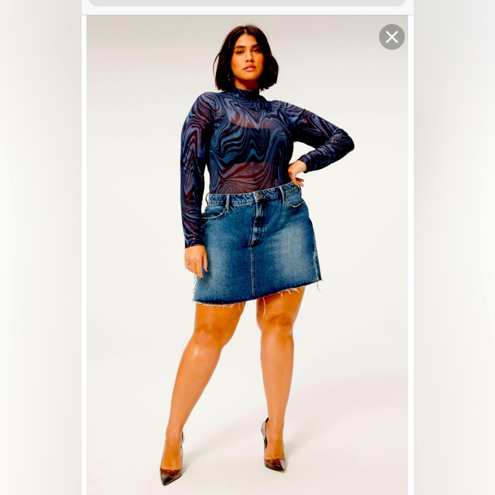 New Good American Jean skirt sexy denim 16 mini skirt high wastes $119